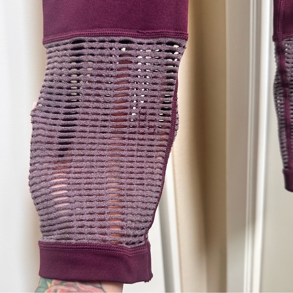 Champion Burgundy Leggings with Textured crochet/mesh cuffs - Picture 7 of 8